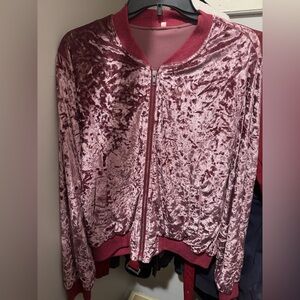 Velvet Pink Bomber Jacket